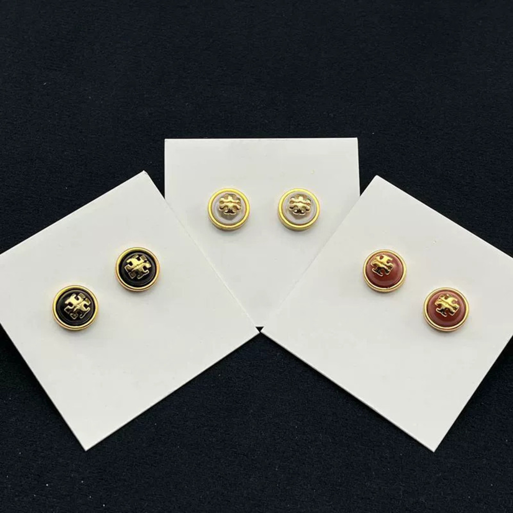 Tory Burch Half Circle Resin Inlay Earrings Pair